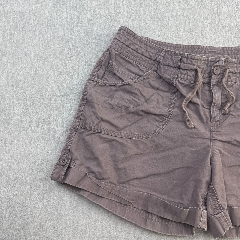 The North Face Shorts Women 12 Gray Purple Chino Flat Front Cuffed Hiking Cotton - Picture 3 of 14